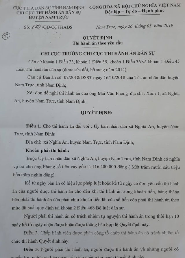 Xã vay tiền của dân 14 năm không trả: Bội tín, bất chấp pháp luật - 4 Xã vay tiền của dân 14 năm không trả: Bội tín, bất chấp pháp luật - 4