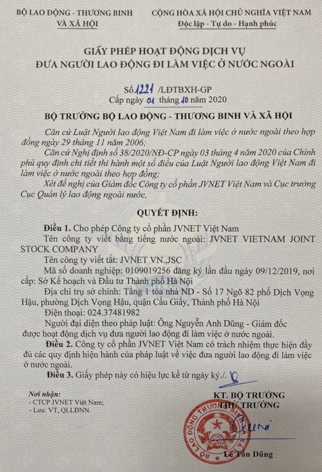 Bố cáo giấy phép JVNET Việt Nam - 2 Bố cáo giấy phép JVNET Việt Nam - 2