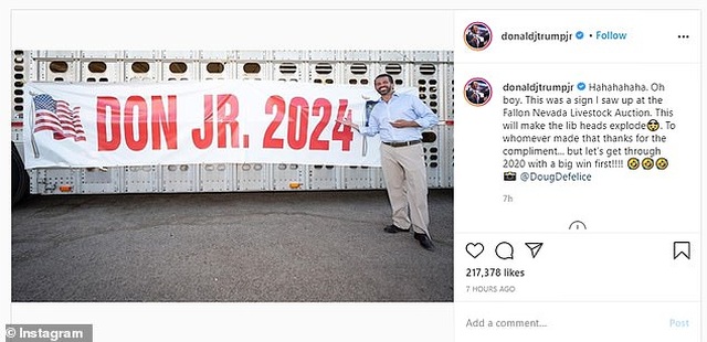 Con trai ông Trump “úp mở” có thể ra tranh cử tổng thống năm 2024 - 1 Con trai ông Trump “úp mở” có thể ra tranh cử tổng thống năm 2024 - 1