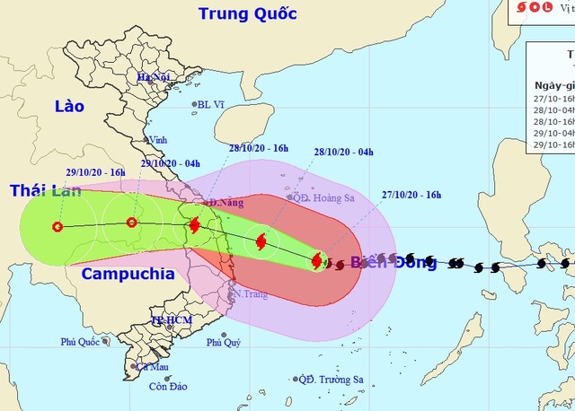 Bão số 9 vẫn giữ cường độ mạnh, hướng vào Đà Nẵng đến Phú Yên - 1