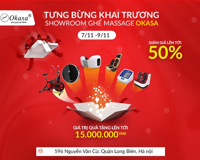 Okasa khai trương showroom ghế massage thứ 14 tại Long Biên - Giảm giá đến 50% - 3 Okasa khai trương showroom ghế massage thứ 14 tại Long Biên - Giảm giá đến 50% - 3