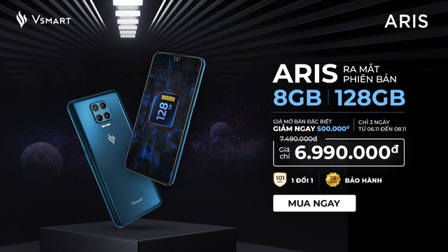 Ra mắt Vsmart Aris nâng cấp cấu hình 8GB Ram/128GB giá không đổi - 1 Ra mắt Vsmart Aris nâng cấp cấu hình 8GB Ram/128GB giá không đổi - 1
