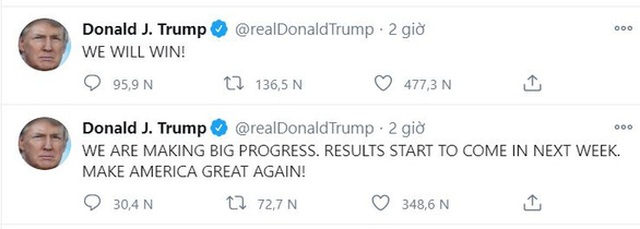Ông Trump: Kết quả sẽ có vào tuần tới, chúng ta sẽ thắng - 2 Ông Trump: Kết quả sẽ có vào tuần tới, chúng ta sẽ thắng - 2