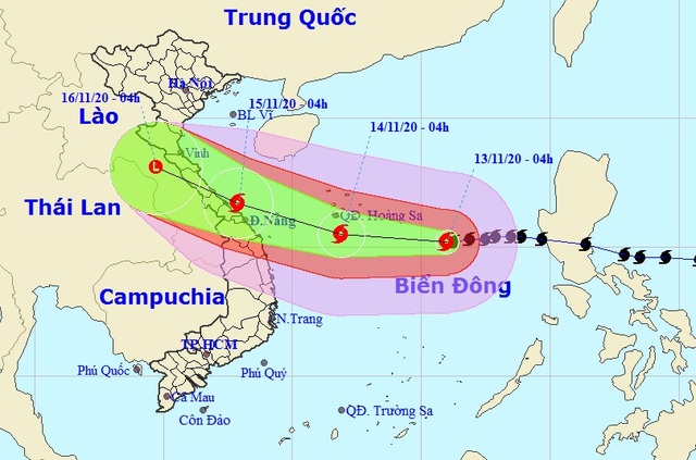 Bão Vamco đang tiến gần Quần đảo Hoàng Sa - 1