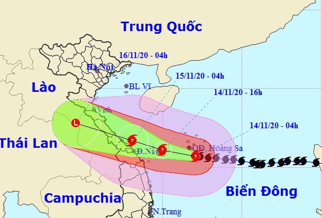 Bão Vamco tăng cường độ, áp sát vùng biển Quảng Bình - Quảng Ngãi - 1