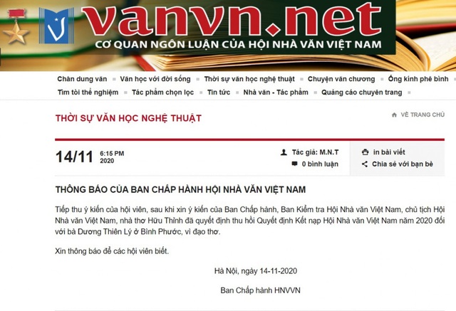 Hội Nhà văn Việt Nam thu hồi quyết định kết nạp một hội viên vì “đạo thơ” - 1 Hội Nhà văn Việt Nam thu hồi quyết định kết nạp một hội viên vì “đạo thơ” - 1