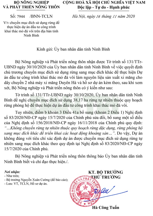 Ninh Bình xin chuyển 38ha rừng tự nhiên để khai thác... mỏ đá vôi - 1 Ninh Bình xin chuyển 38ha rừng tự nhiên để khai thác... mỏ đá vôi - 1