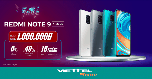 Black Friday: Viettel Store giảm sâu Xiaomi Redmi Note 9, chỉ còn 3.990.000đ - 1 Black Friday: Viettel Store giảm sâu Xiaomi Redmi Note 9, chỉ còn 3.990.000đ - 1