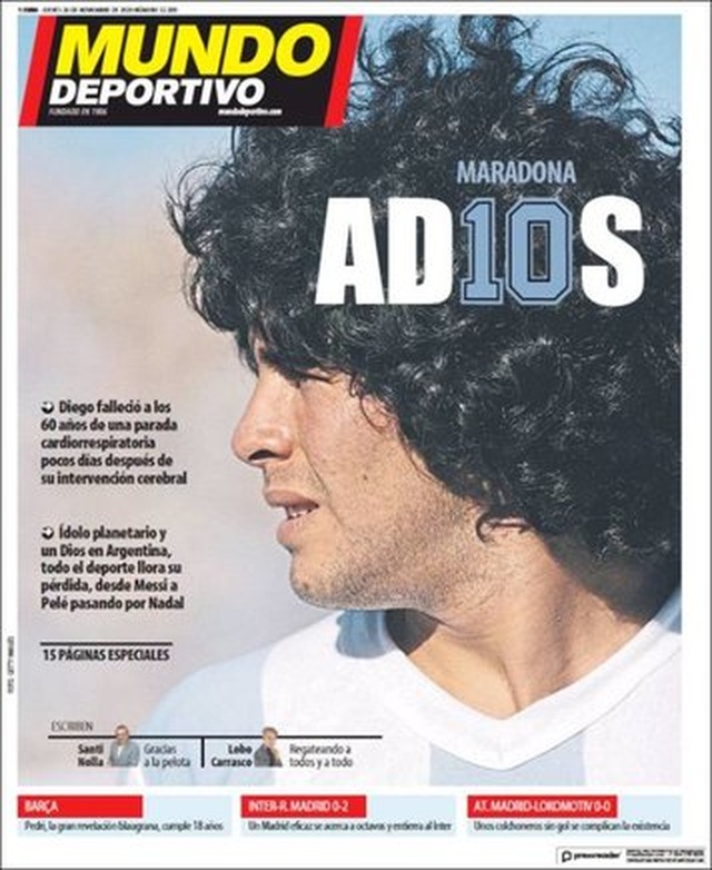 Báo chí thế giới tiếc thương cho sự ra đi của huyền thoại Maradona - 12 Báo chí thế giới tiếc thương cho sự ra đi của huyền thoại Maradona - 12