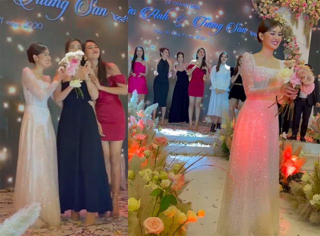 Hoa hậu Trần Tiểu Vy bối rối khi chụp được hoa cưới của Tường San - 4