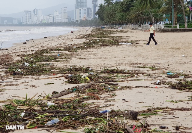 Bãi biển Nha Trang ngập ngụa rác sau mưa lũ - 1 Bãi biển Nha Trang ngập ngụa rác sau mưa lũ - 1