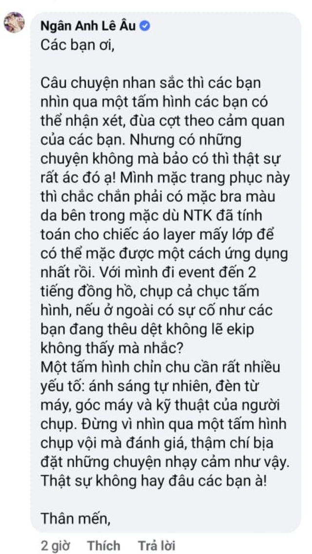 Bị tố nhan sắc dao kéo, hớ hênh vòng 1: Lê Âu Ngân Anh nói gì?
