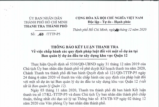 TPHCM: Ban quản lý dự án quận có nhiều sai sót, gây thất thoát - 1 TPHCM: Ban quản lý dự án quận có nhiều sai sót, gây thất thoát - 1