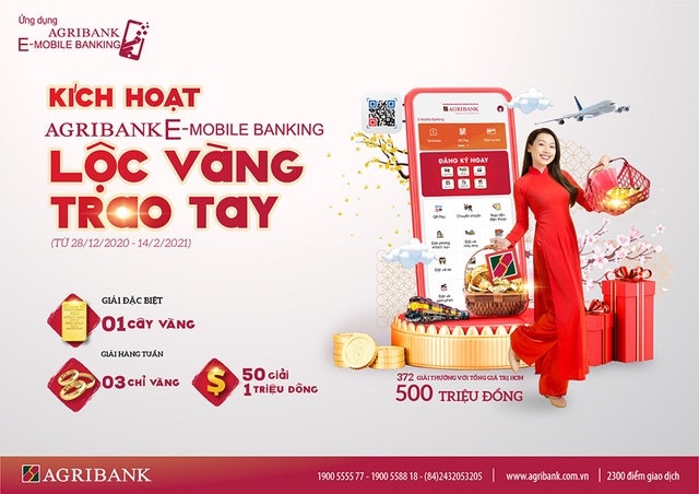 Rộn ràng đón năm mới cùng chương trình Kích hoạt Agribank E-Mobile Banking -Lộc vàng trao tay - 1 Rộn ràng đón năm mới cùng chương trình Kích hoạt Agribank E-Mobile Banking -Lộc vàng trao tay - 1