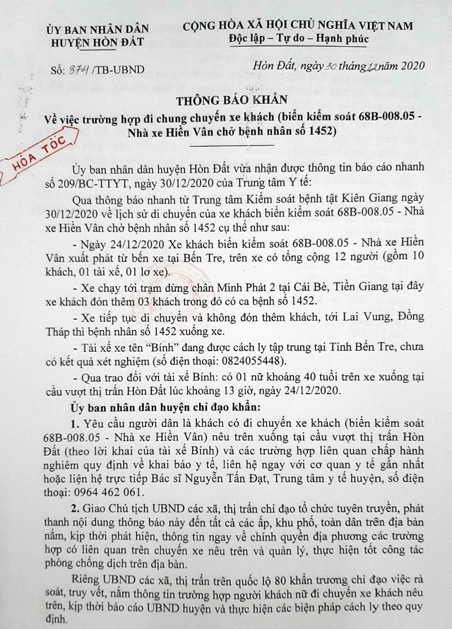 Khẩn trương truy vết những người đi chung xe với bệnh nhân 1452 - 1 Khẩn trương truy vết những người đi chung xe với bệnh nhân 1452 - 1