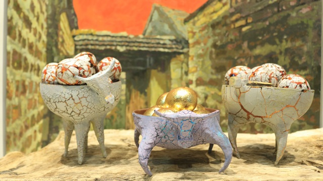 Gold-plated wooden buffaloes 1010 in an old village near Hanoi - 6