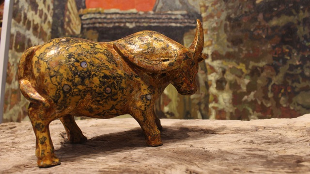 Gold-plated wooden buffaloes 1010 in an old village near Hanoi - 7