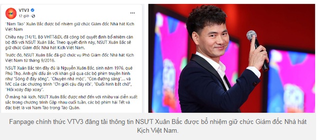 Vừa được bổ nhiệm làm Giám đốc Nhà hát Kịch Việt Nam, Xuân Bắc bị fanpage VTV bóc mẽ quá khứ - 1