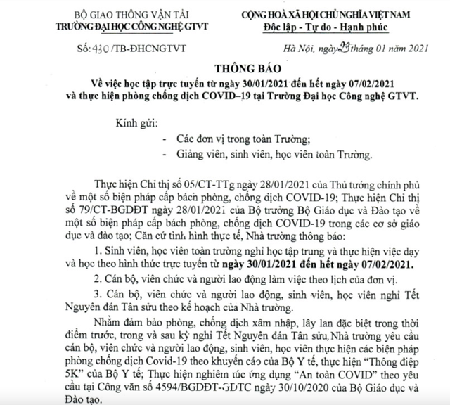Dịch covid-19 phức tạp, đại học kích hoạt chuyển sang học trực tuyến - 1 Dịch covid-19 phức tạp, đại học kích hoạt chuyển sang học trực tuyến - 1