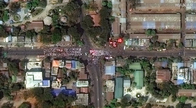Hình ảnh biểu tình phản đối đảo chính ở Myanmar qua vệ tinh - 2 Hình ảnh biểu tình phản đối đảo chính ở Myanmar qua vệ tinh - 2