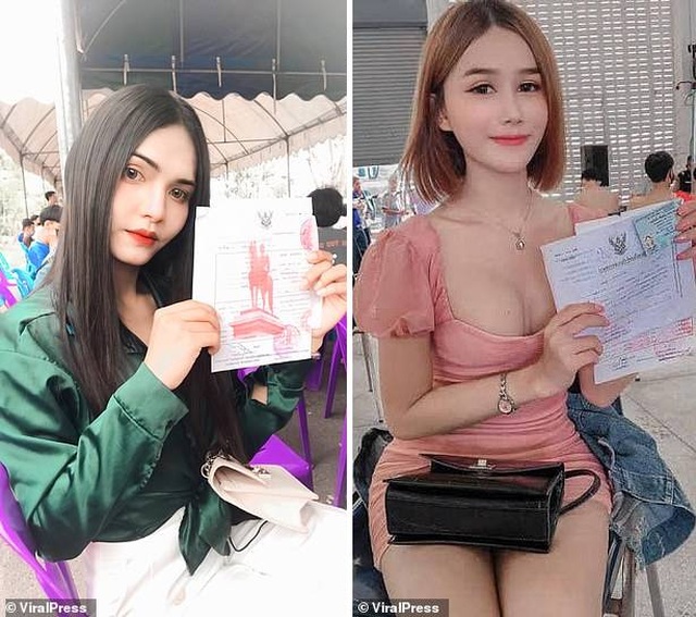 Các người đẹp chuyển giới Thái Lan đi khám sức khỏe nghĩa vụ quân sự