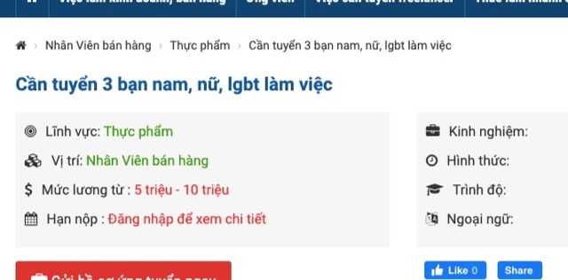 Doanh nghiệp tuyển ứng viên đồng tính, chuyển giới: Tín hiệu tích cực! - 1 Doanh nghiệp tuyển ứng viên đồng tính, chuyển giới: Tín hiệu tích cực! - 1