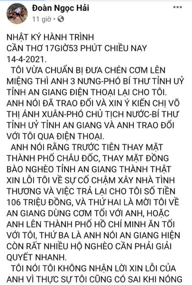 Ông Đoàn Ngọc Hải lại đổi ý, tiếp tục gửi tiền ủng hộ người nghèo An Giang - 1