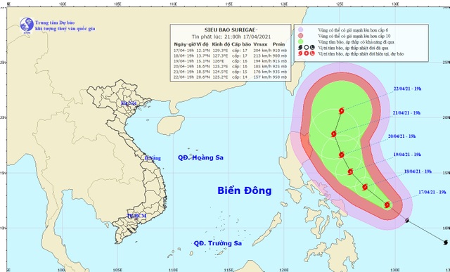 Xuất hiện siêu bão Surigae gần Biển Đông - 1