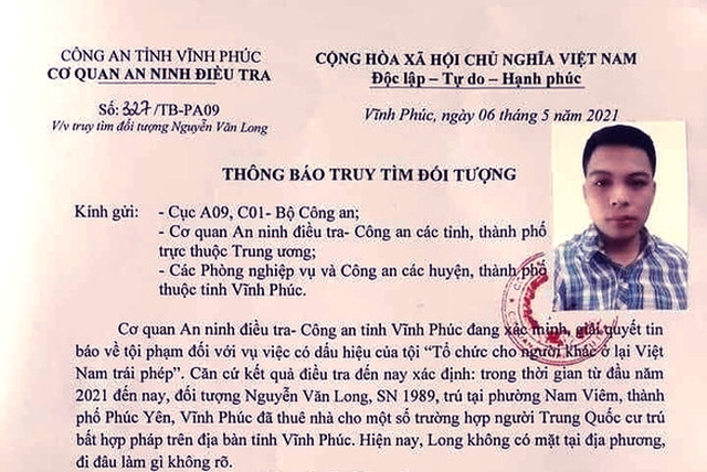 Truy tìm đối tượng thuê nhà cho nhóm người Trung Quốc cư trú bất hợp pháp - 1