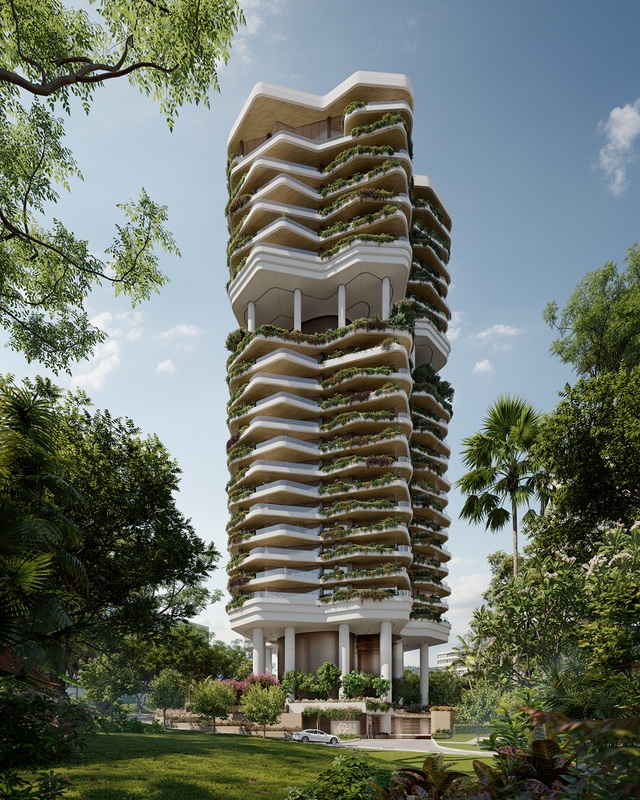Khu vườn thẳng đứng bên trong tòa tháp ruộng bậc thang ở Singapore - 4