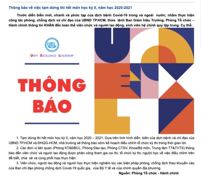 Trường đại học thông báo khẩn, tạm dừng thi học kỳ ngay trong đêm - 1