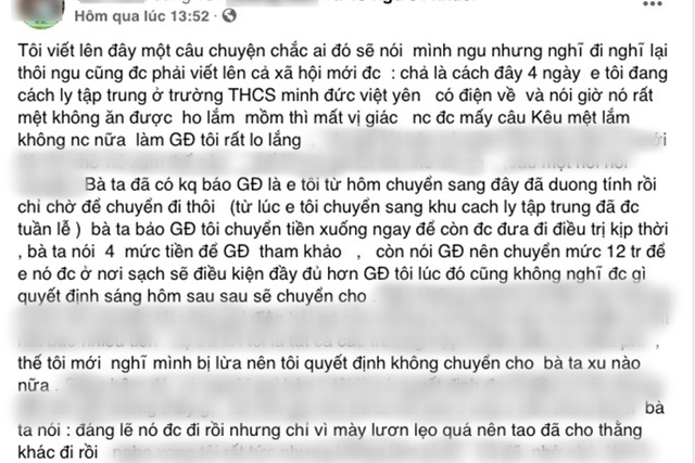 Y tá vòi 12 triệu đồng mới cho người nghi mắc Covid-19 điều trị ở nơi tốt - 1