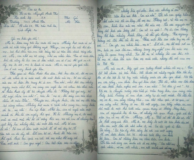“Mẹ cứ yên giấc nhé, nơi này con bình yên lắm” - 2 Bức thư được viết với văn phong mộc mạc, ngôn từ giàu cảm xúc, thấm đẫm tình yêu thương, mong nhớ của cô học trò mồ côi dành cho người mẹ đã khuất của mình.