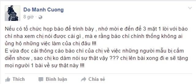 Phản hồi vụ việc cấm diễn thời trang: Người mẫu không đáp ứng tiêu chí!? - 4 Đỗ Mạnh Cường tiếp tục phản ứng với bản thông cáo của phía BeU và Vietnam’s Next Top Model .