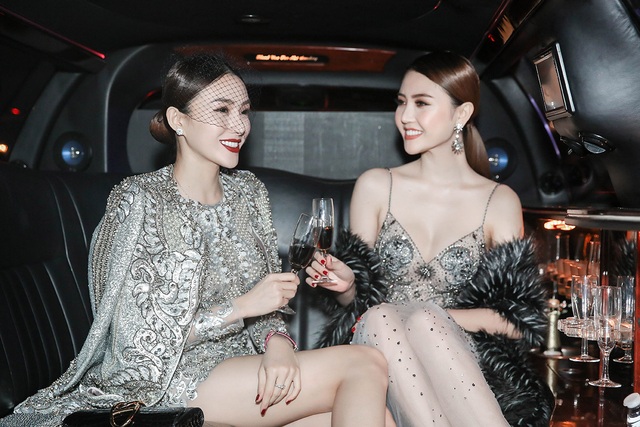 Hoa hậu Ngọc Duyên ngồi siêu xe đến show diễn thế giới - 1 Hoa hậu Ngọc Duyên (phải) và người mẫu Lê Hà (trái).