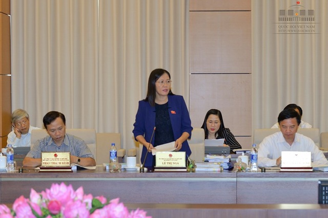 Thống nhất bỏ tội cung cấp dịch vụ trái phép trên mạng - 2 Chủ nhiệm UB Tư pháp Lê Thị Nga trình bày báo cáo thẩm tra rất chi tiết, dài gần 20 trang về dự luật.