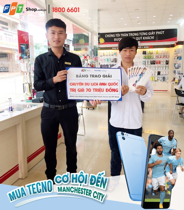Bất ngờ trúng chuyến du lịch Anh khi mua điện thoại chỉ 2,99 triệu đồng - 1 Anh Thương đã bất ngờ trúng chuyến du lịch Anh trị giá 70 triệu đồng khi mua điện thoại TECNO WX4 Pro tại FPT Shop 164 Hùng Vương, Đắk Lắk.