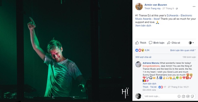 Rộ tin “người truyền cảm hứng” Armin Van Buuren trở lại Việt Nam - 2 Cho tới nay Armin vẫn chứng tỏ được sức hút của mình với hơn 8 triệu người theo dõi trên Facebook.