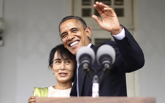 Mỹ dỡ bỏ lệnh trừng phạt Myanmar - 1 Tổng thống Barack Obama và bà Aung San Suu Kyi (Ảnh: Reuters)