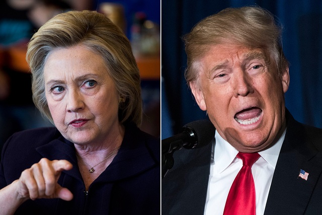 Tỷ phú Trump lần đầu dẫn trước bà Clinton kể từ tháng 5 - 1 Bà Hillary Clinton và ông Donald Trump (Ảnh: Getty)