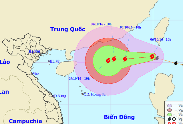 Bão Aere đã vào Biển Đông - 1 Vị trí và hướng di chuyển của bão Aere (Ảnh: NCHMF).