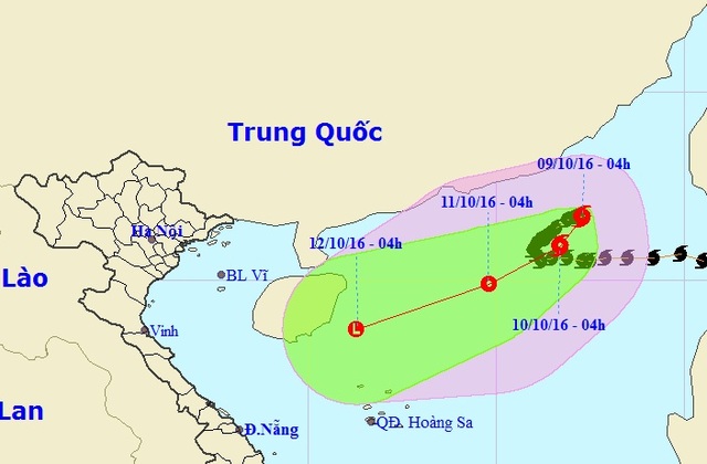Bão số 6 đang gần Hồng Kông - Trung Quốc, tiếp tục đổi hướng - 1 Vị trí và hướng di chuyển của bão số 6 (Ảnh: NCHMF).