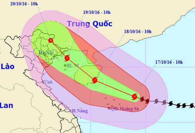 Bão số 7 hướng về Quảng Ninh - Nam Định - 1 Vị trí và hướng di chuyển của bão số 7 (Ảnh: NCHMF).