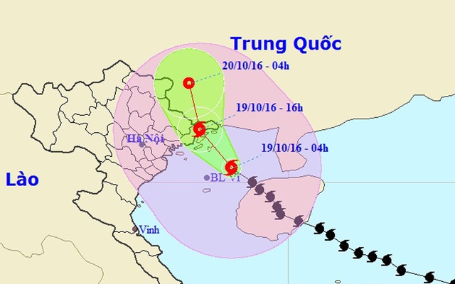 Chiều nay bão đổ bộ vào Quảng Ninh, Hà Nội có thể mưa rào - 1 Vị trí và hướng di chuyển của bão số 7 (Ảnh: NCHMF).