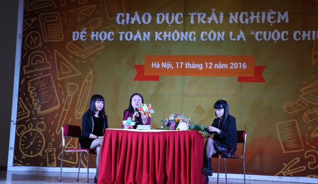 Để học Toán không là “cuộc chiến” - 1 PGS Chu Cẩm Thơ và chị Phan Hồ Điệp tại hội thảo