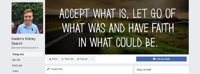 Giáo viên tại Georgia hiến tặng thận cho học sinh của mình - 2
Giao diện trang Facebook Kaden’s Kidney Search