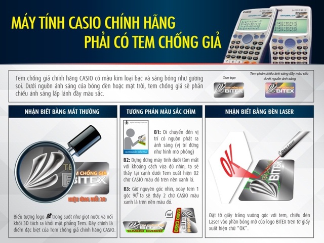 Làm sao để đẩy lui nạn máy tính cầm tay giả? - 6 3 đặc điểm nhận dạng tem chống giả máy tính Casio