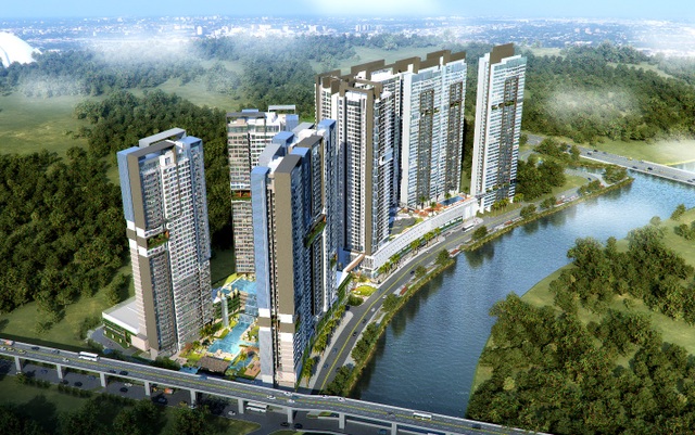 Quận 7: “Mỏ vàng” của giới kinh doanh bất động sản - 1 Hệ thống hạ tầng đồng bộ tại quận 7 tạo điều kiện thuận lợi để phát triển các khu dân cư hiện đại. Trong ảnh là phối cảnh dự án The Infiniti at Riviera Point