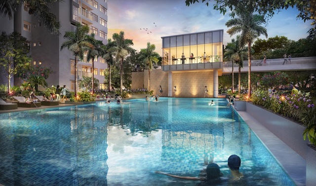 Dự án hợp tác với Singapore giúp bất động sản Bình Dương ngày một nóng - 3 Phối cảnh hồ bơi dự án The Habitat