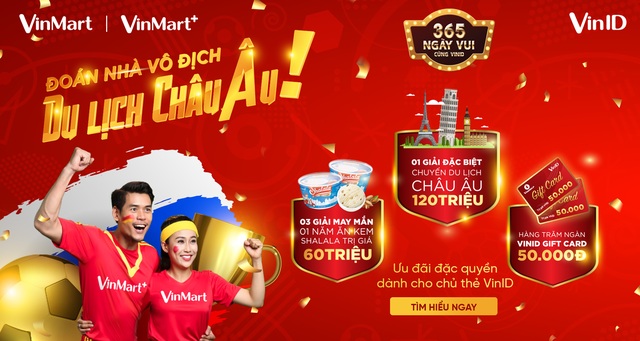 VinID tặng chuyến du lịch Châu Âu, tivi 65 inch, ưu đãi 65% Vinpearl trong tháng 7 - 1 Chuyến du lịch Châu Âu 9 ngày trị giá 120 triệu đồng đang chờ chủ thẻ VinID tại VinMart&VinMart+